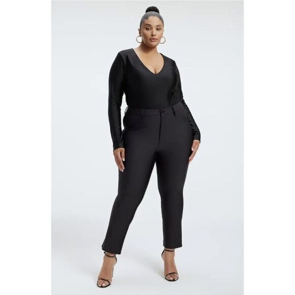 Good American - Size 7/4XL  Disco High Shine Compression V-Neck Thong Bodysuit - Picture 1 of 9